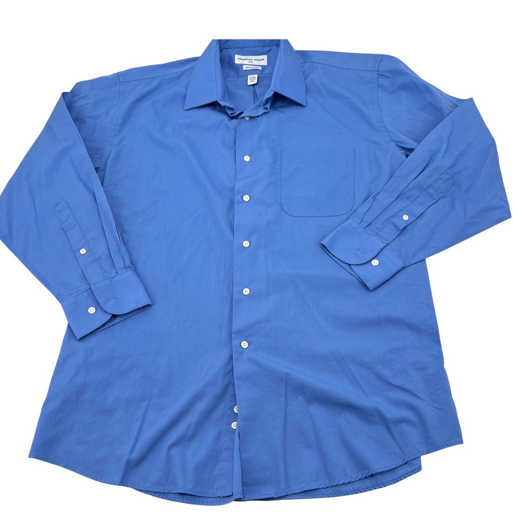 Christian Aujard Paris Regular Fit Blue Dress Shirt Lâ 16-16.5 32/33 Long Sleeve